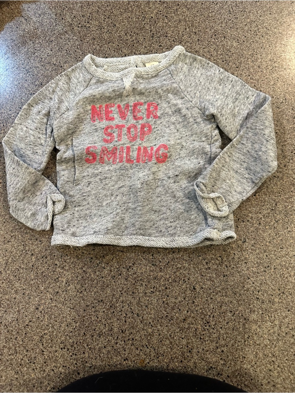 OshKosh B'gosh Heather Gray Sweatshirt with Pink 'Never Stop Smiling' Text